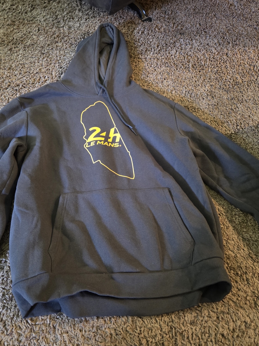 24H Le Mans Graphic Hoodie in Dark Gray with Yellow Logo